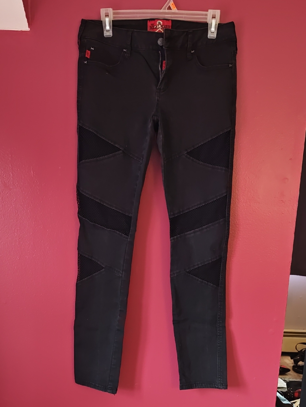 Royal Bones Black Women's Moto Panel Skinny Jeans